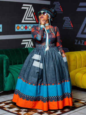 Denim-Print Heritage Flare Skirt