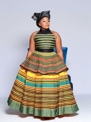 Zazi Tiered Halter Gown