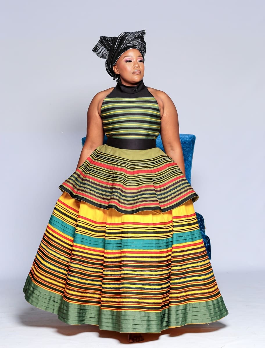 Zazi Tiered Halter Gown